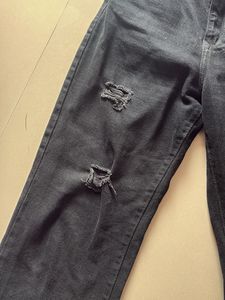 Black Ripped Wide Leg Jeans