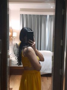 Yellow Crop Top Skirt Set