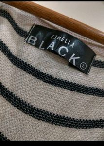 Femella Balck White Striped Korean Top Size L