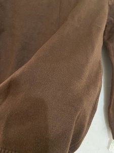 Imported Brown Sweater Top with Lace Collar
