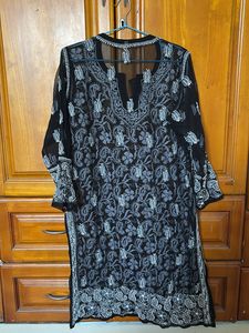 Black Chikankari Georgette Kurti