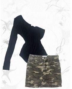 y2k mini skirt off shoulder top combo