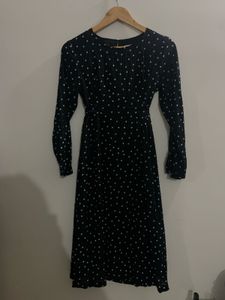 Chic Black Polka Dot Midi Dress