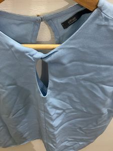 Blue Sleeveless Cutout Top