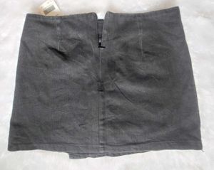 Button Denim Mini Skirt