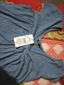 Blue Shein Top with Tie Detail