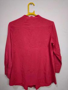 Elegant Red Tie-Neck Blouse