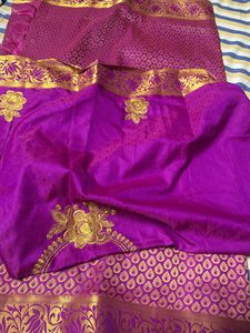Saree With Unstitched Machine Embroidery Blouse Bi