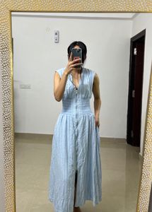 Tommie Cap Sleeves Smocked-Waist MIDI Dress