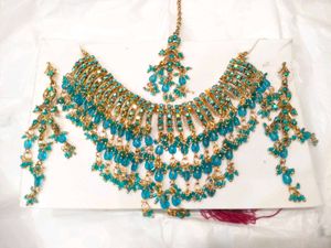 Teal &amp; Gold Bridal Jewelry Set