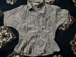 Grey Embroidered style top