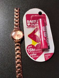 Ladies Geneve Watch &amp; Lip Balm