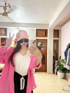 Linen Blend Pink Poplin Shirt