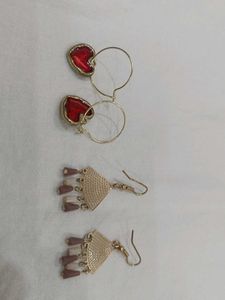Earring Bundle - Red Heart & Gold Fringe