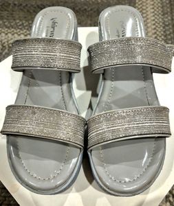 Grey And Silver Block Heels