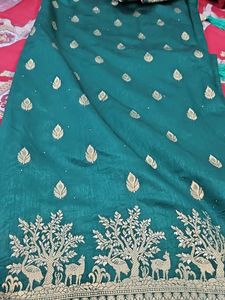 Emerald Green Saree With Blouse