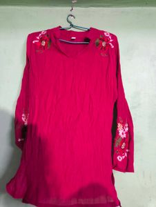 Embroidered Pink Top