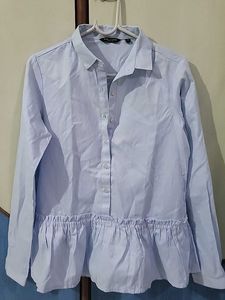 Park Avenue Light Blue Peplum Blouse