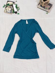 Teal Wrap Top