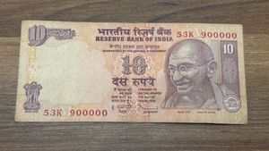Indian 10 Rupee Note Fancy Number 900000