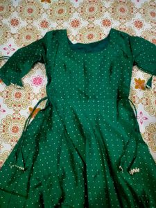 Inddus Dark Green Anarkali Kurta