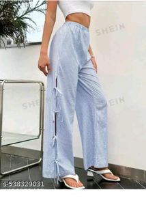 Shein Striped Tie-Up Wide Leg Pants