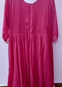 xxl pink embroided full length anarkali