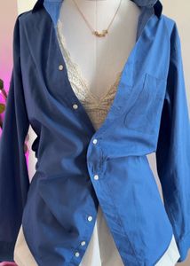 Blue Oversized Button-Down