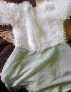 White &amp; Olive Colour Baby Girl Wool Hat Dress