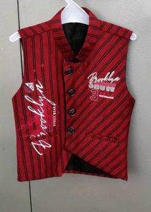 Stylish Boys' Red Striped Waistcoat