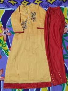 Yellow Kurti Pant Set