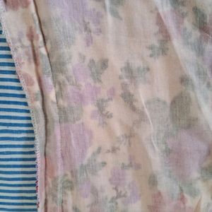 Floral Red - Off White Churidar Top