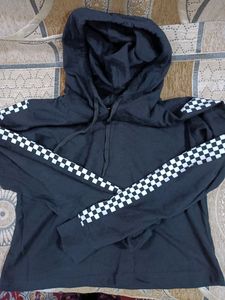 Black Colour Short Hoodie (Women)
