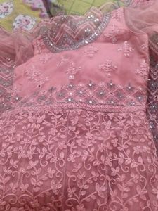 Pink Mirror Work Very Prity Gown