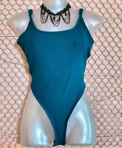 Teal Cotton Swimsuit Style Spaghetti Top