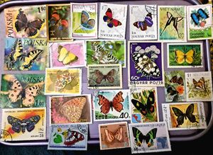 25 Vintage BUTTERFLY stamps