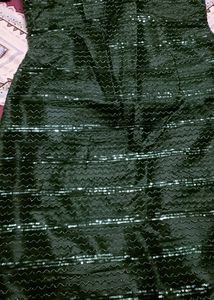 Green Full Sequence Gown Long Sleeves