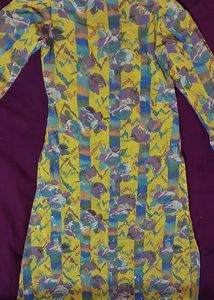 Yellow Multicolored Flower Printed Kurti