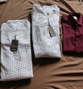 Combo 2 Men's Kurta (1 Shirt Free )
