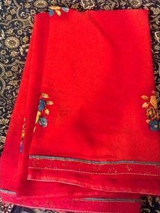 Red Floral Saree