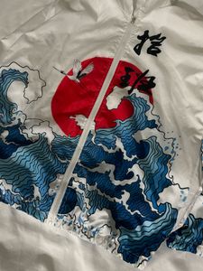 Wave Print Hooded Jacket