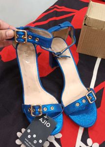 Ajio 3 To 4 Inch Heels Shiny Party Sandals...s
