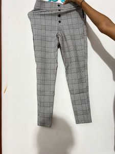 Plaid High-Waisted Pants