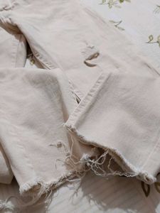 Distressed White Jeans