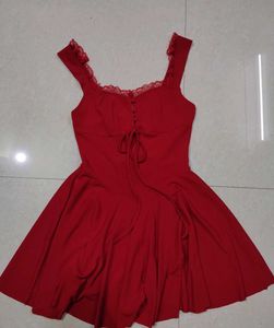 Savana Red Lace Trim Mini Dress