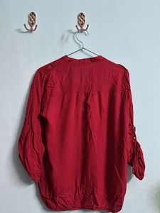 Red Shirt Style Solid Top