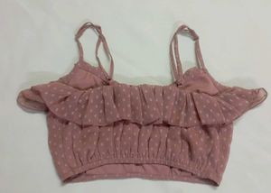 Pich Polka Dot Crop Top