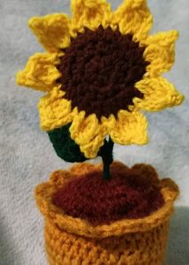 Crochet Sunflower Flowers In Pot