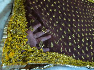 Coffee Colour Aari Tari Work Saree Available 🔥
