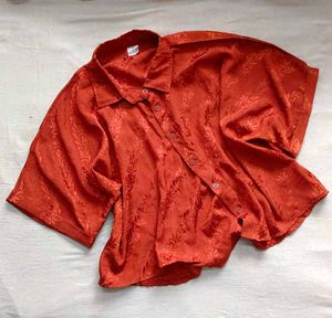 Vintage Rust Floral Print Shirt